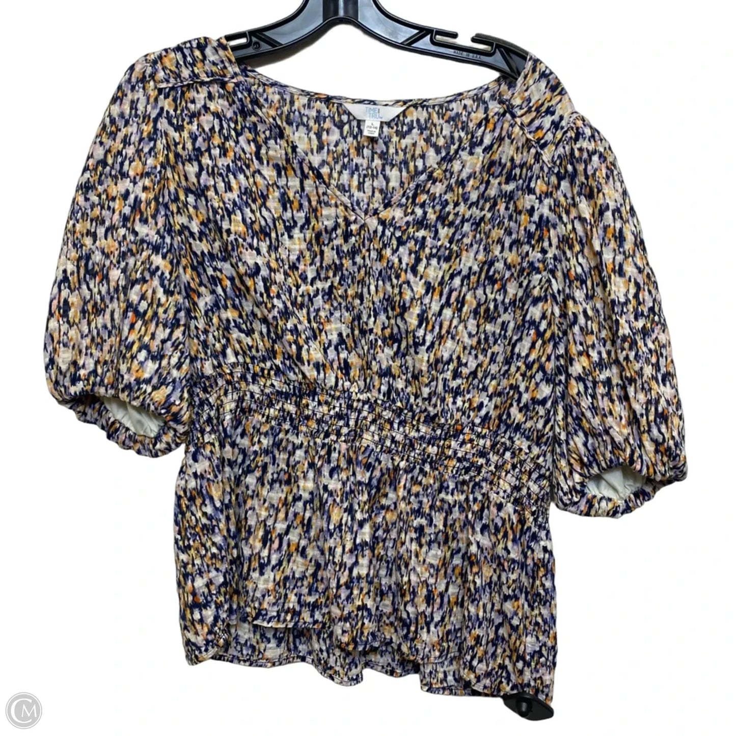 Top Short Sleeve By Time And Tru In Blue & Orange, Size: L