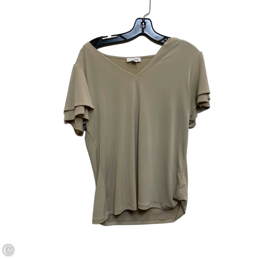 Top Short Sleeve By Calvin Klein In Tan, Size: L