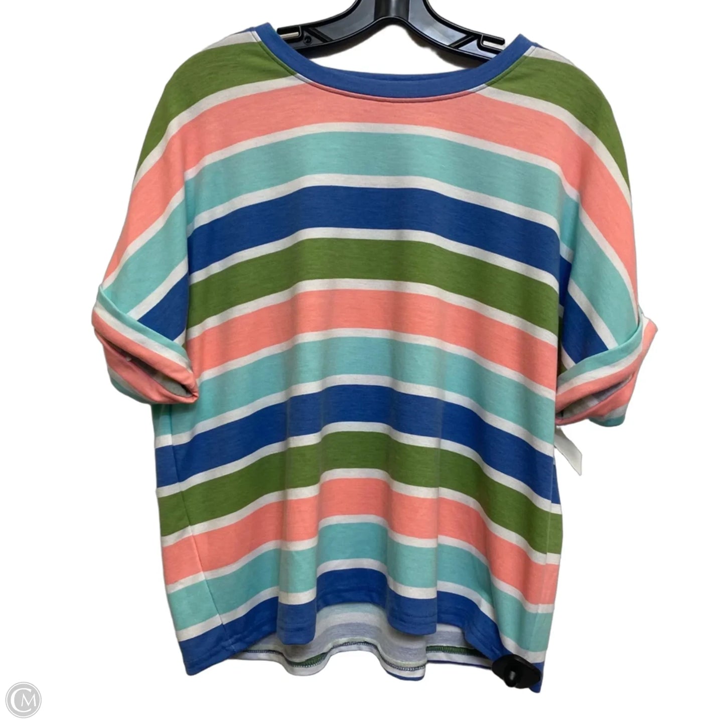 Top Short Sleeve By Crown And Ivy In Black & Pink, Size: L