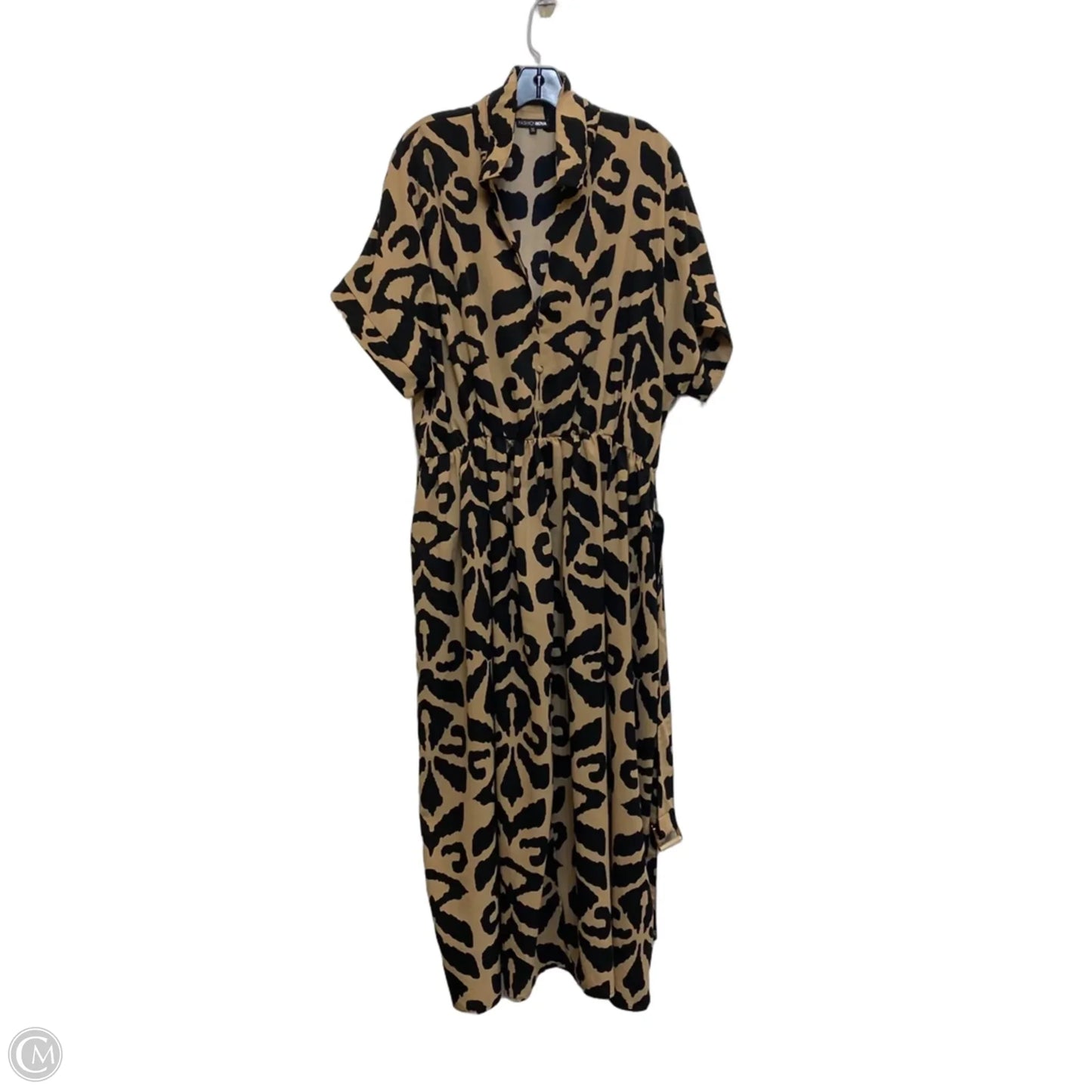 Dress Casual Maxi By Fashion Nova In Black & Brown, Size: 2x