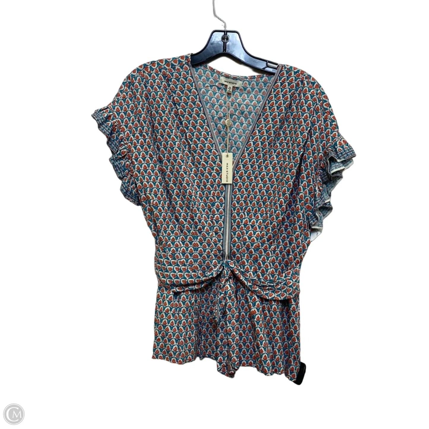 Top Short Sleeve By Max Studio In Green & Orange, Size: M