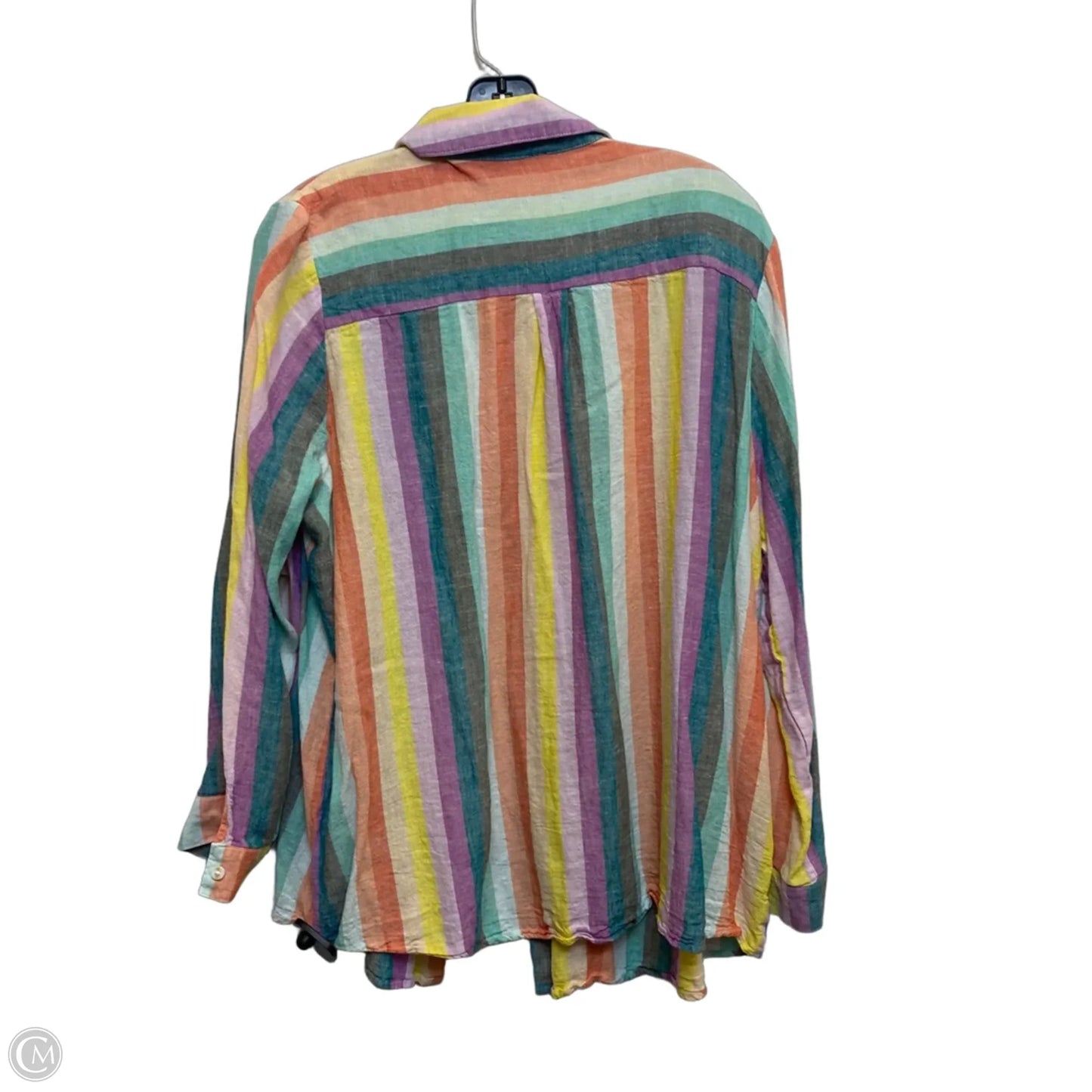 Top Long Sleeve By Cato In Green & Orange, Size: 1x