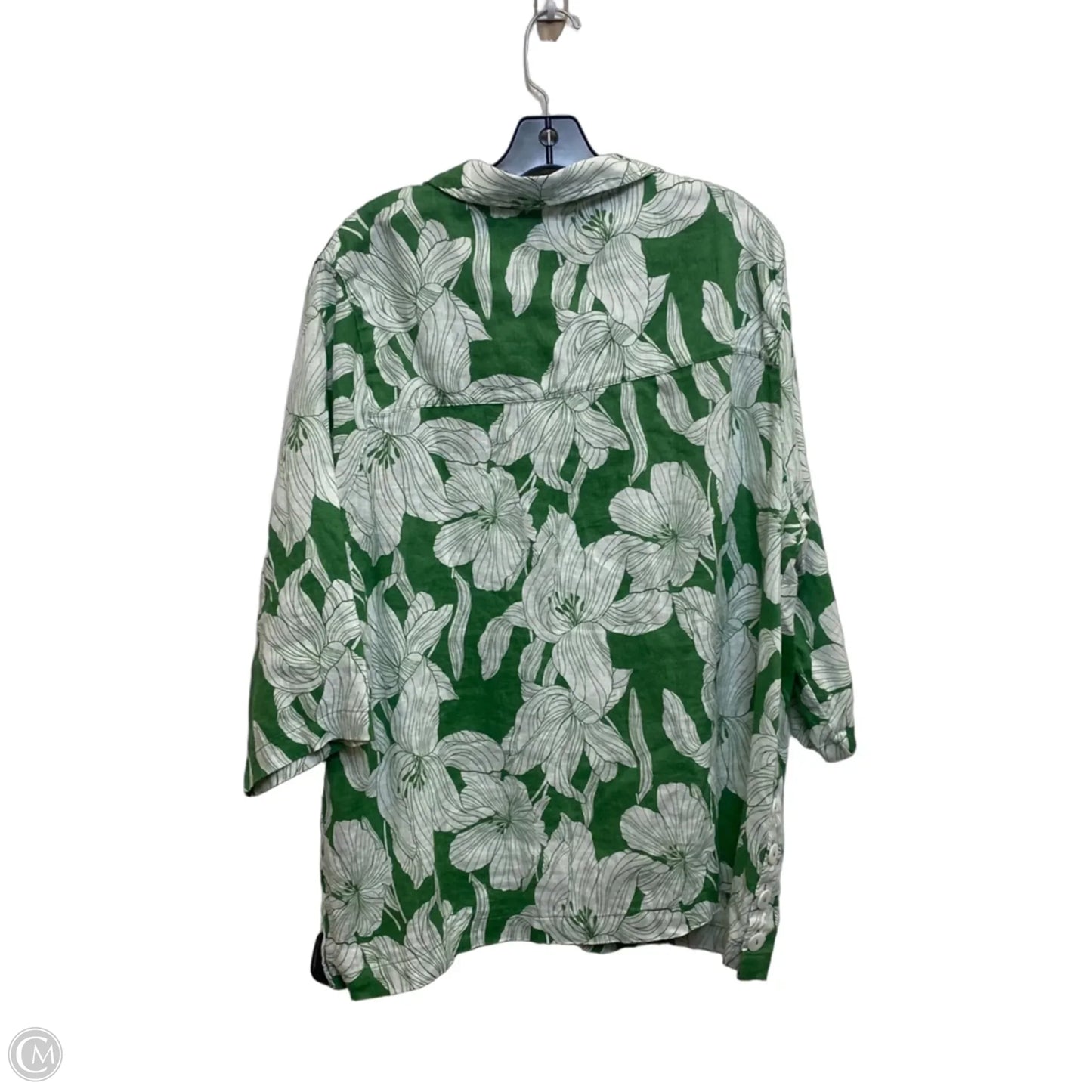 Top 3/4 Sleeve By Tahari In Green, Size: 1x