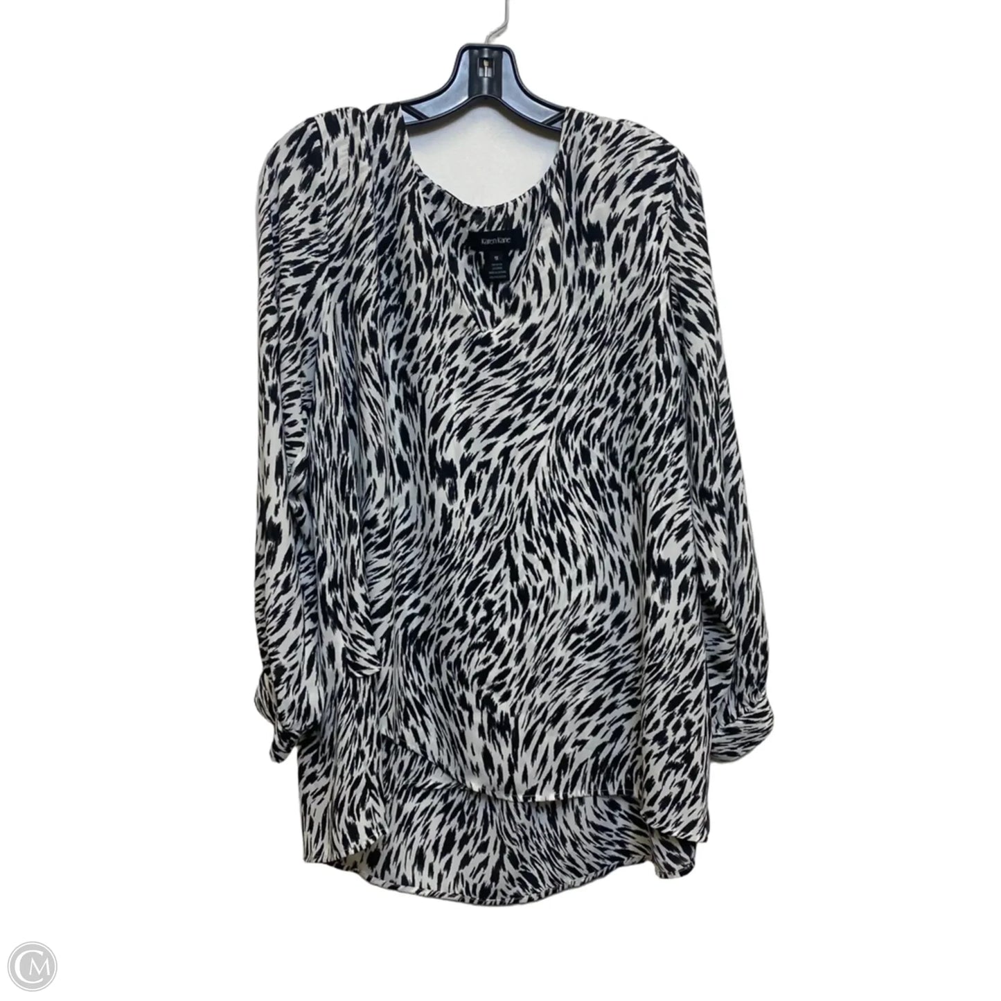 Blouse Long Sleeve By Karen Kane In Black & White, Size: 1x