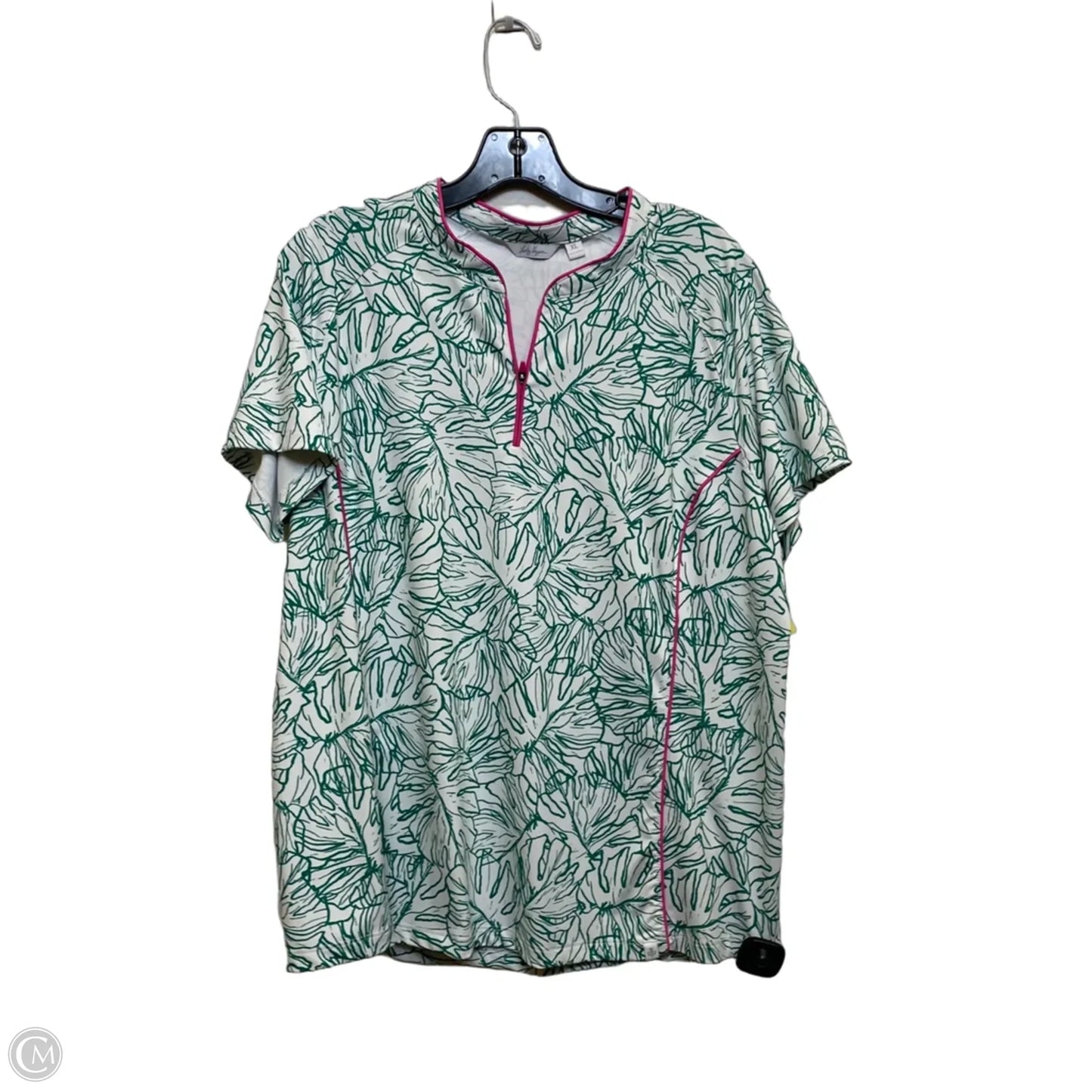 Athletic Top Short Sleeve By Lady Hagen In Green & White, Size: Xl