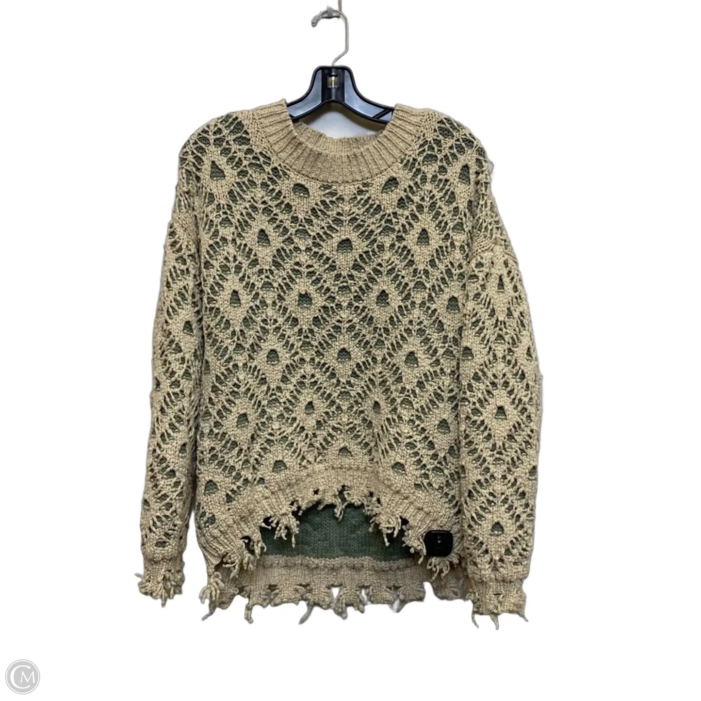 Sweater By Gimmicks In Green & Tan, Size: M
