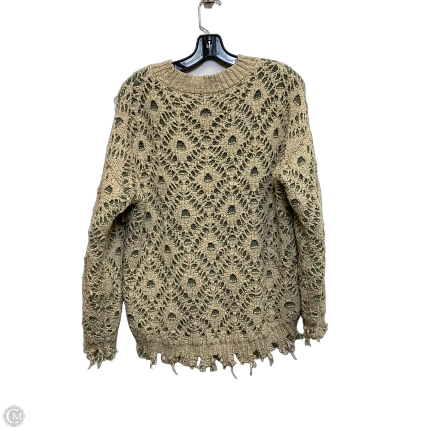 Sweater By Gimmicks In Green & Tan, Size: M