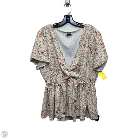 Top Short Sleeve By Arula In Pink & White, Size: Xl