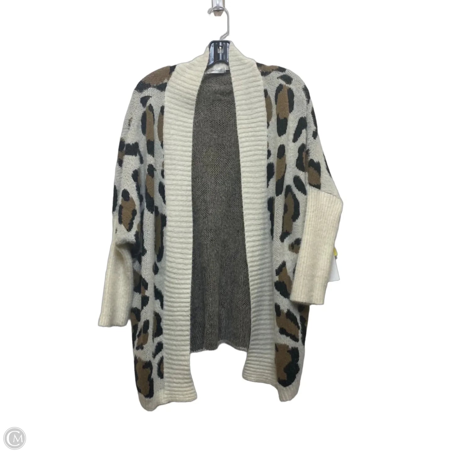 Sweater Cardigan By CloudWalk In Brown & Cream, Size: Mp