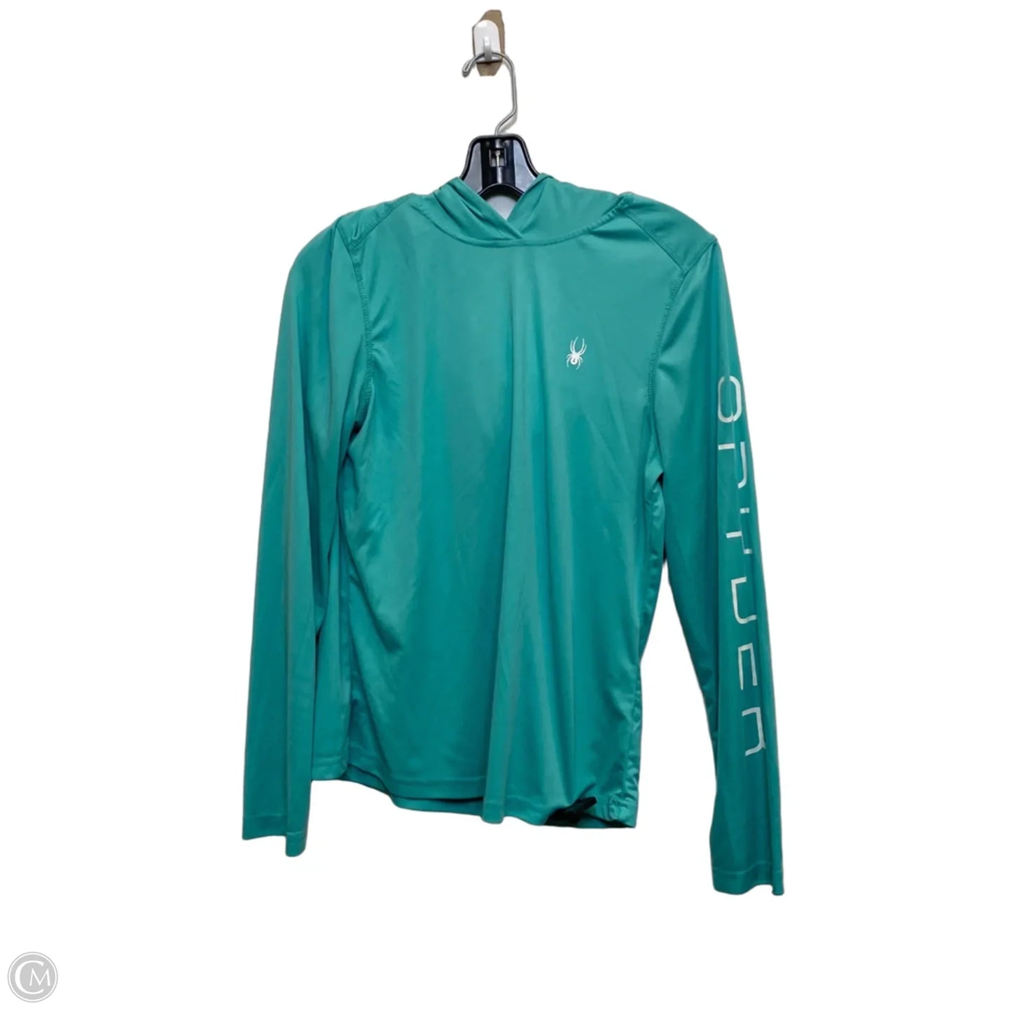 Athletic Top Long Sleeve Hoodie By Spyder In Green, Size: M