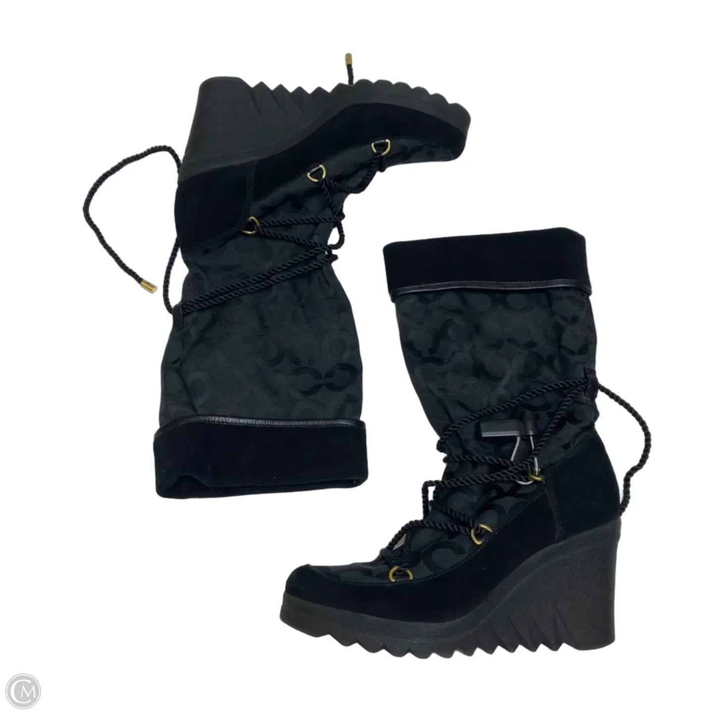 Boots Designer By Coach In Black, Size: 7.5