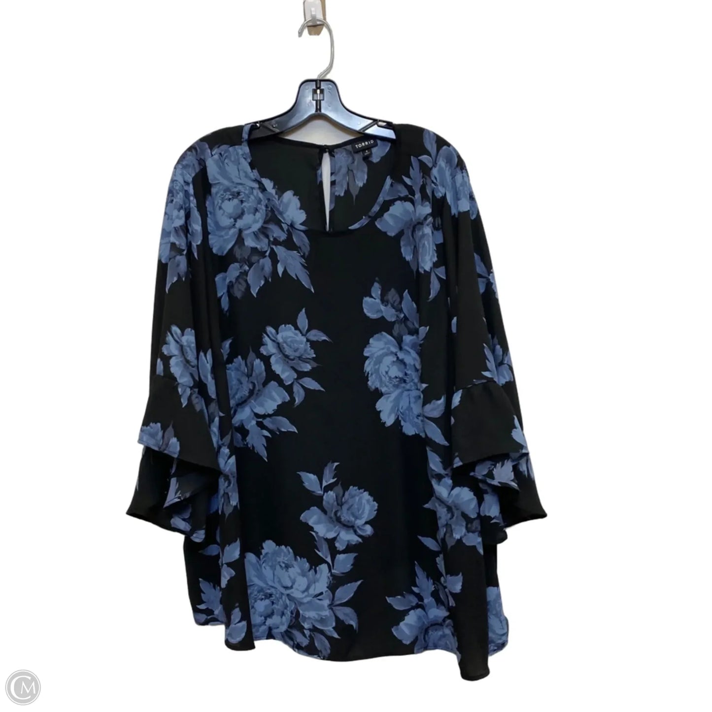 Top Long Sleeve By Torrid In Black & Blue, Size: 4x