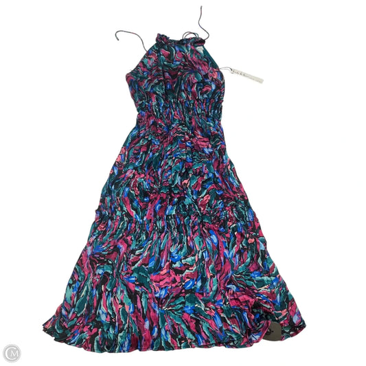 Dress Casual Midi By Nicole Miller In Green & Purple, Size: S