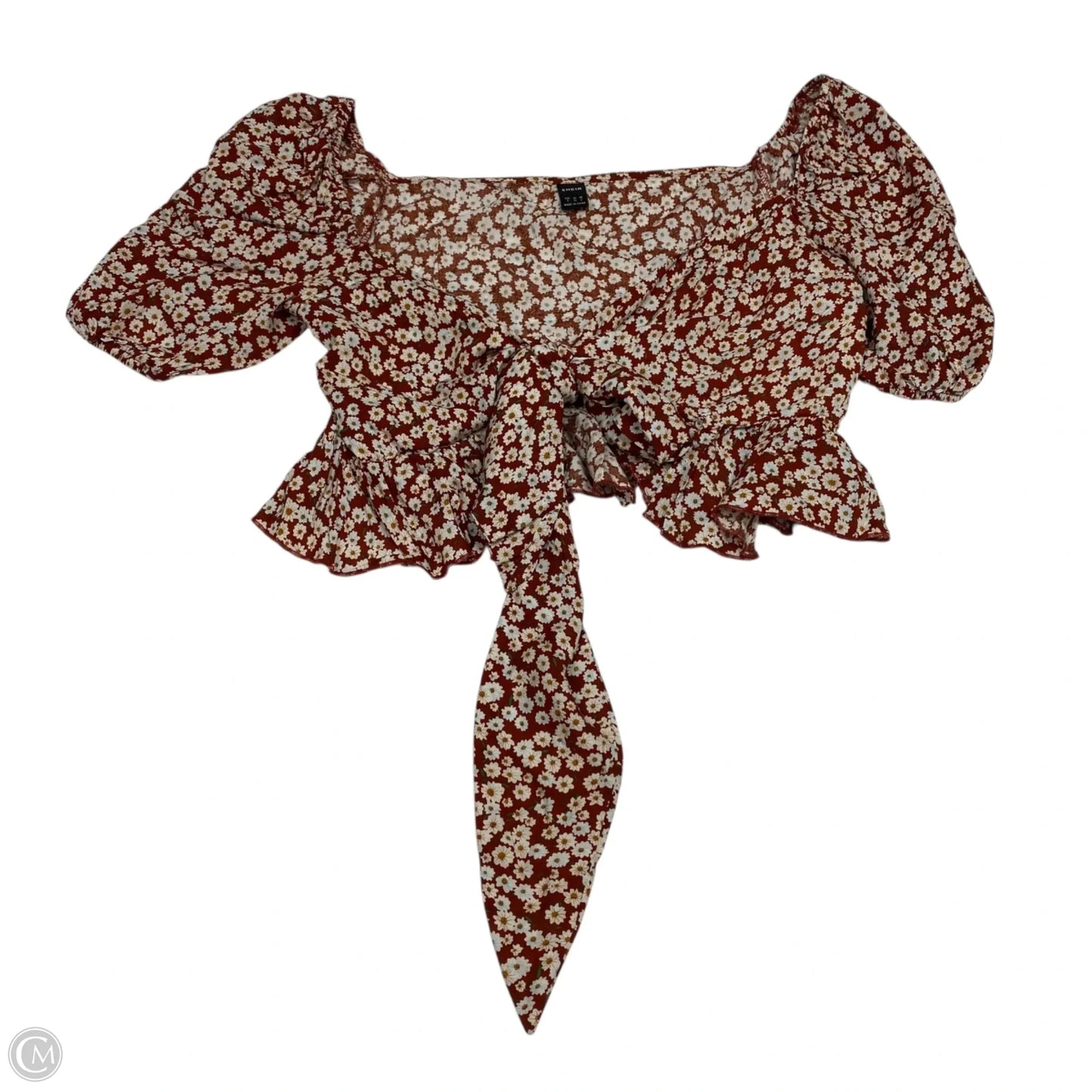 Top Short Sleeve By Shein In Red & White, Size: S