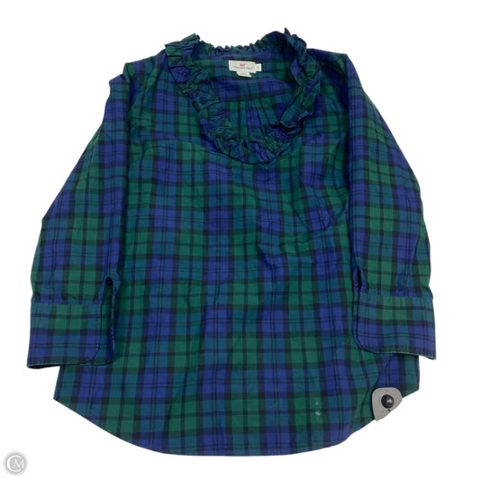 Top Long Sleeve Designer By Vineyard Vines In Blue & Green, Size: S