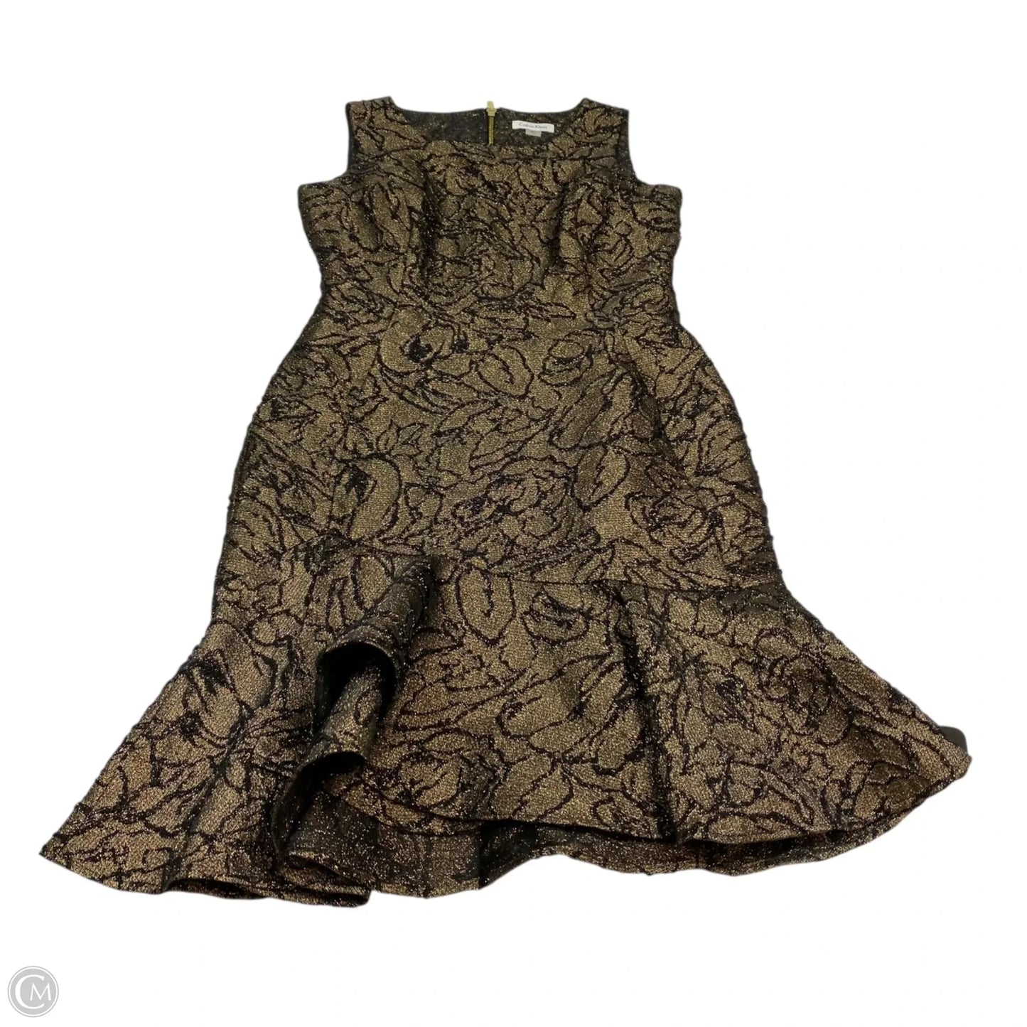 Dress Casual Short By Calvin Klein In Black & Gold, Size: S