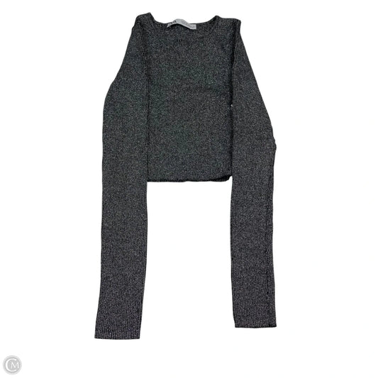 Top Long Sleeve By Zara In Black & Silver, Size: M