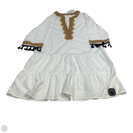 Dress Casual Short By Clothes Mentor In Tan & White, Size: L