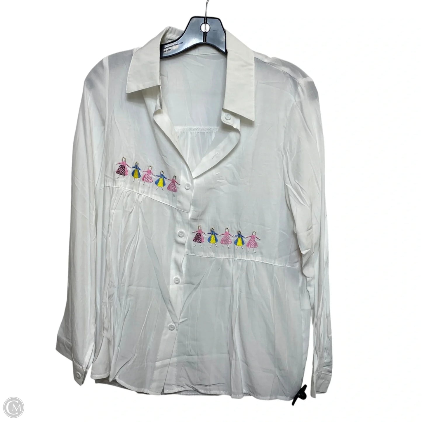 Top Long Sleeve By Clothes Mentor In White, Size: S