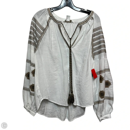 Top Long Sleeve By Apricot In Brown & White, Size: S