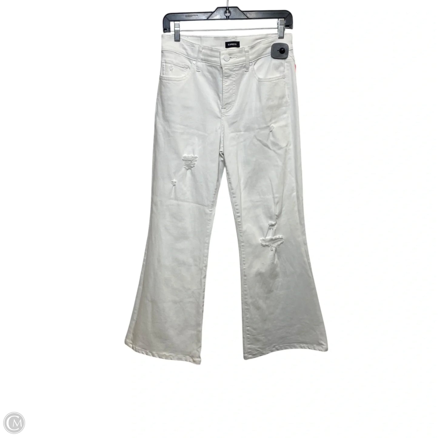 Jeans Flared By Express In White Denim, Size: 6