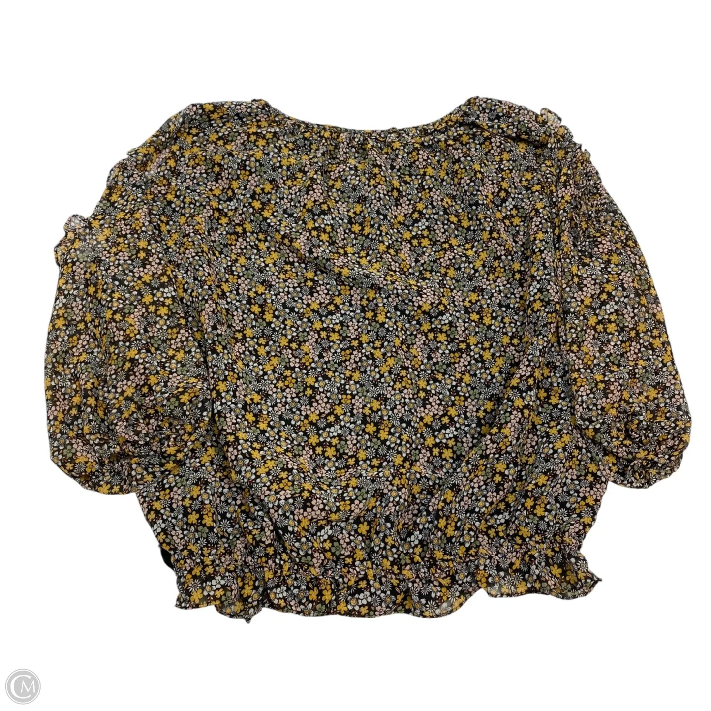 Top 3/4 Sleeve By Max Studio In Black & Yellow, Size: L