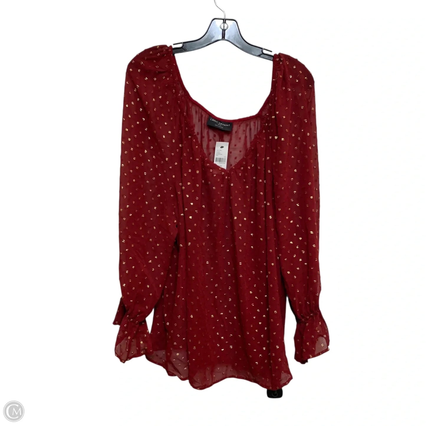 Top Long Sleeve By Lane Bryant In Gold & Red, Size: 3x