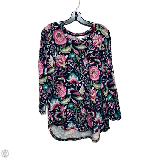 Top 3/4 Sleeve By Crown And Ivy In Blue & Pink, Size: Xl