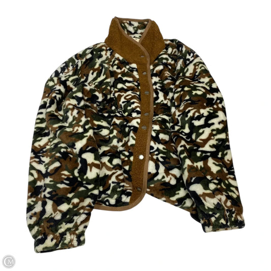 Jacket Fleece By Pol In Brown & Green, Size: S