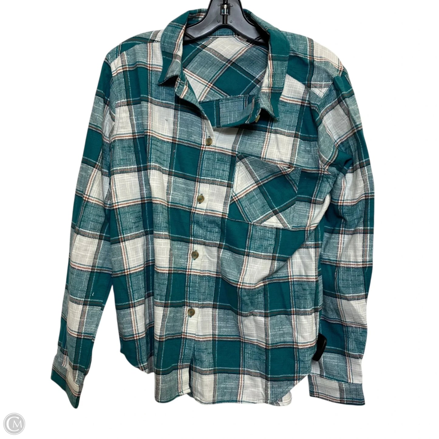 Top Long Sleeve By Zenana In Green & White, Size: M