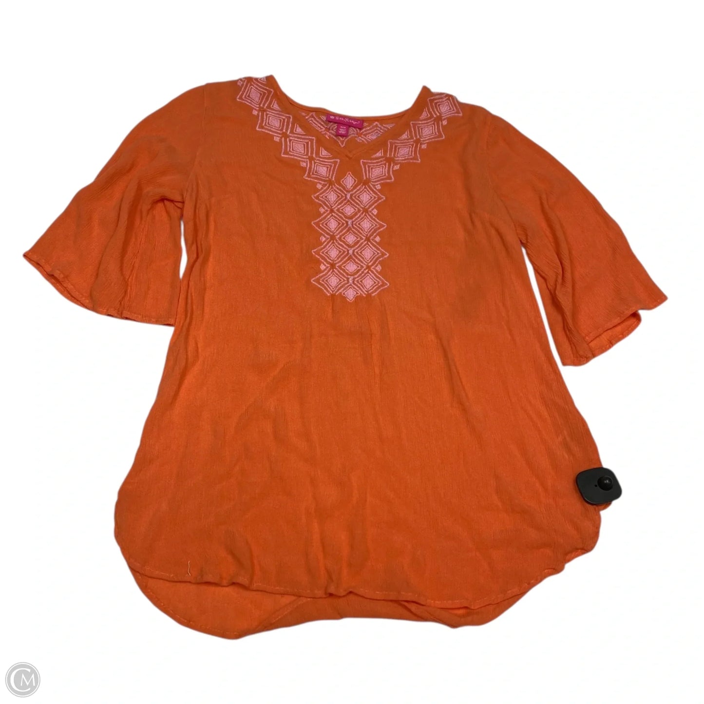 Top 3/4 Sleeve Designer By Lilly Pulitzer In Orange, Size: M
