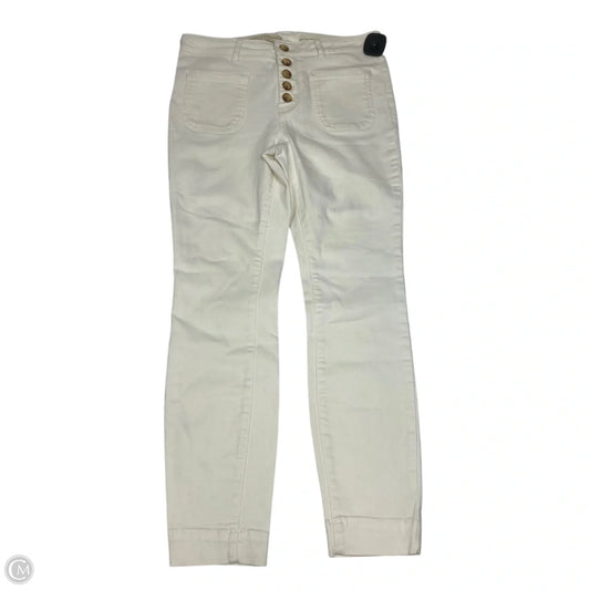 Jeans Straight By Anthropologie In Cream Denim, Size: 8