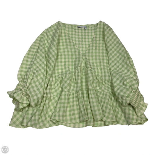 Top Long Sleeve By Asos In Green & White, Size: Xl