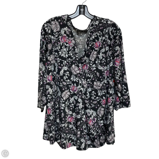 Top Long Sleeve By Lane Bryant In Grey & Pink, Size: 2x