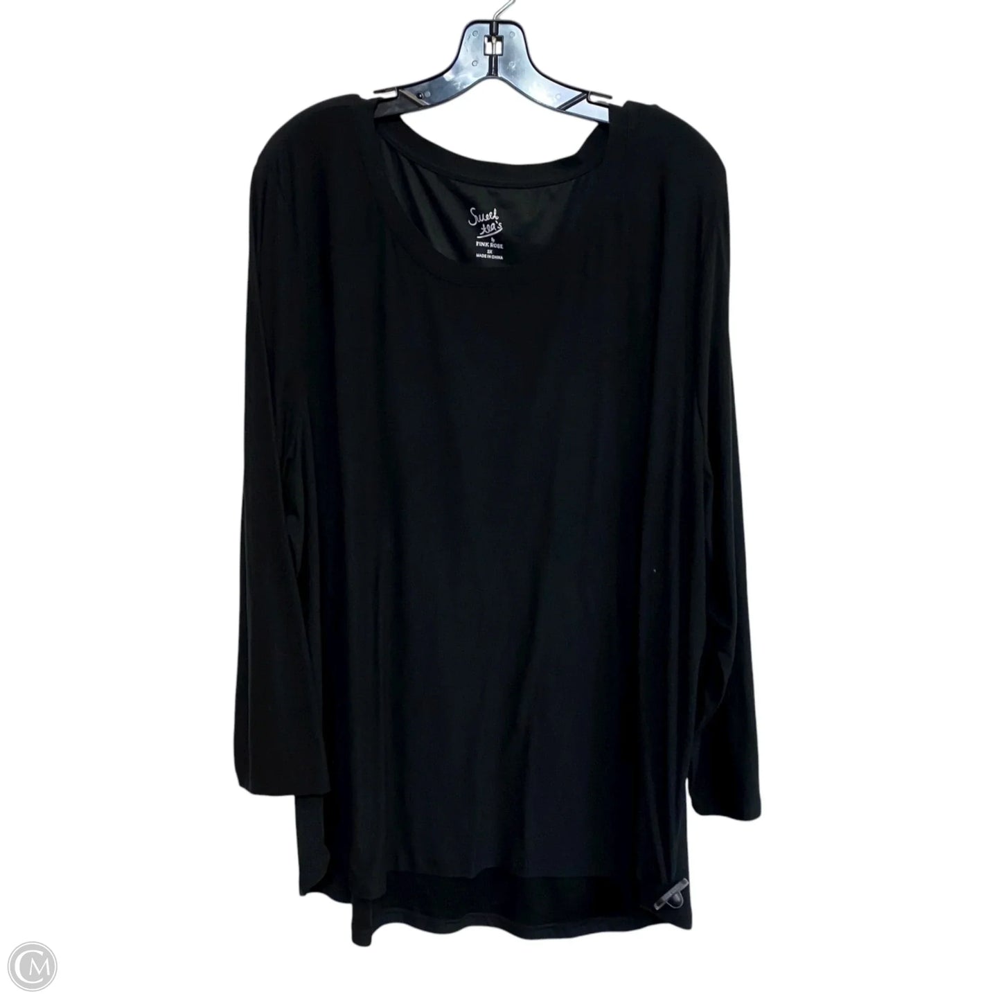 Top Long Sleeve By Pink Rose In Black, Size: 3x