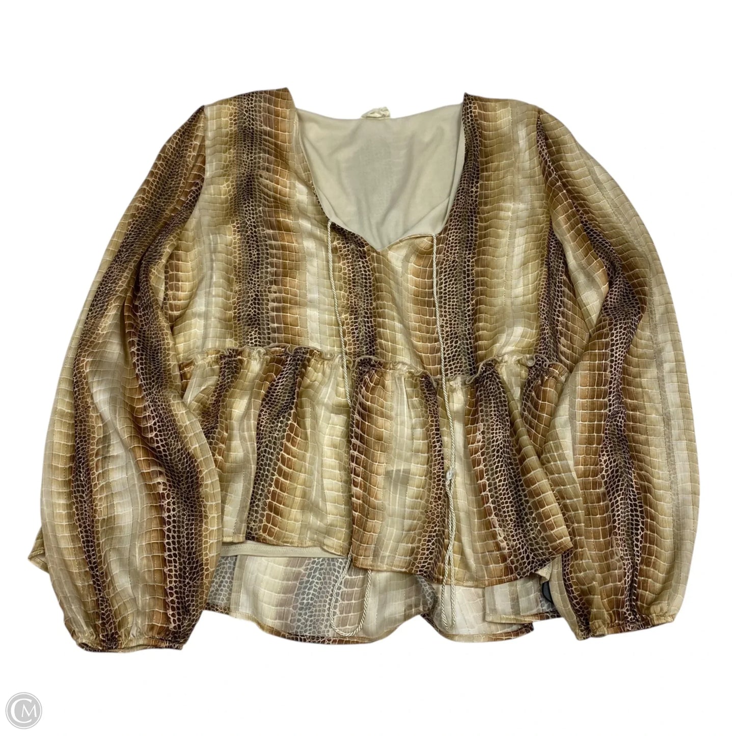 Top Long Sleeve By Peach Love Cream California In Tan, Size: L