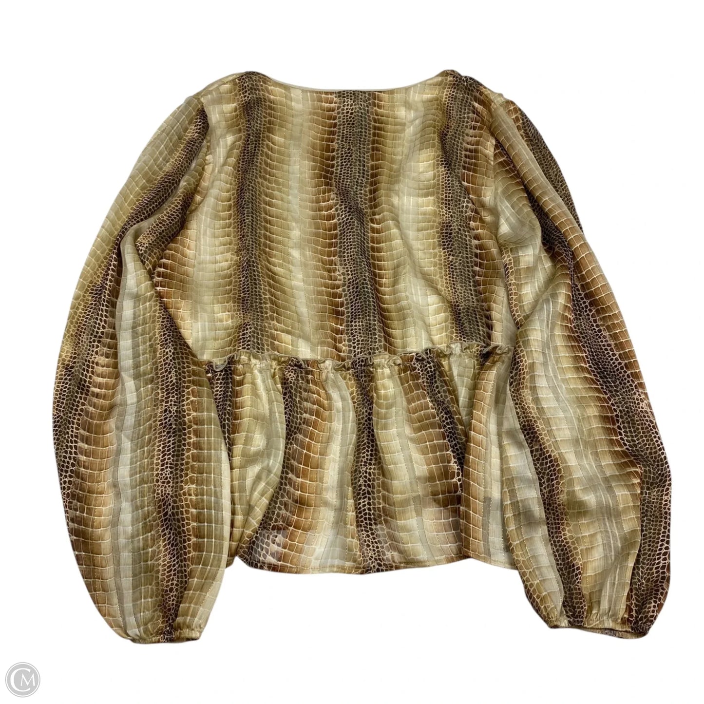 Top Long Sleeve By Peach Love Cream California In Tan, Size: L