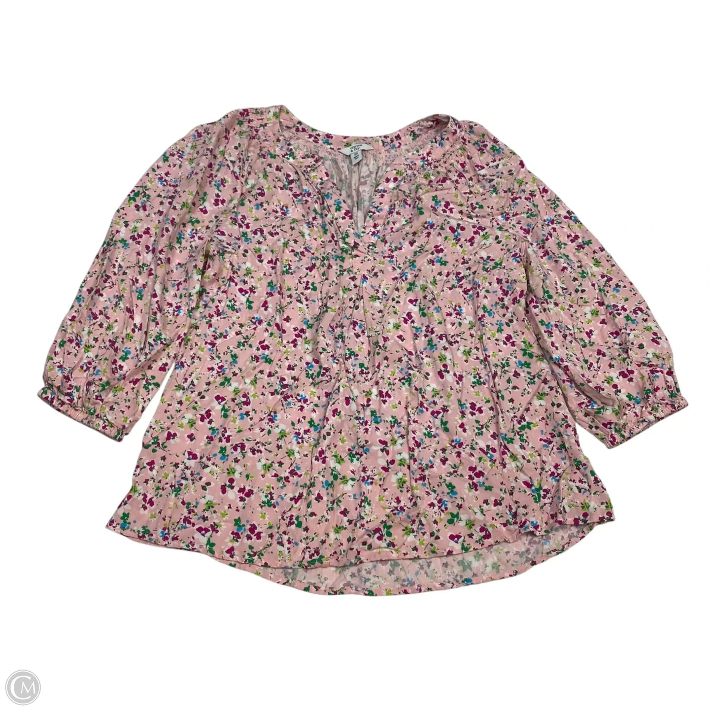 Top 3/4 Sleeve By Crown And Ivy In Green & Pink, Size: Xs