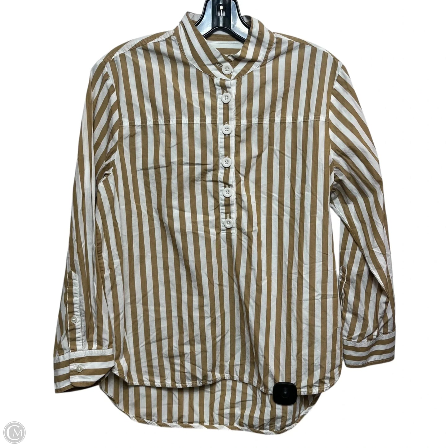 Top Long Sleeve By J. Crew In Tan & White, Size: S