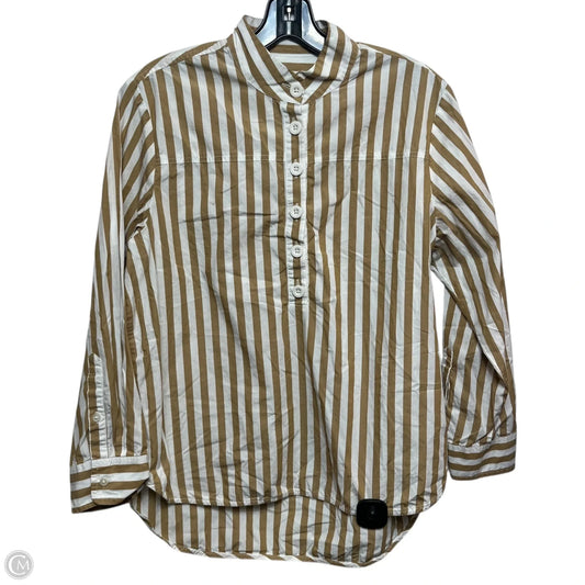 Top Long Sleeve By J. Crew In Tan & White, Size: S