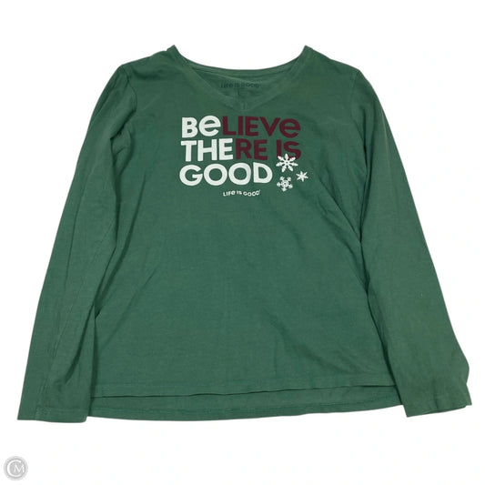 Top Long Sleeve Basic By Life Is Good In Green, Size: L