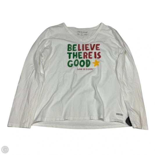 Top Long Sleeve Basic By Life Is Good In White, Size: L