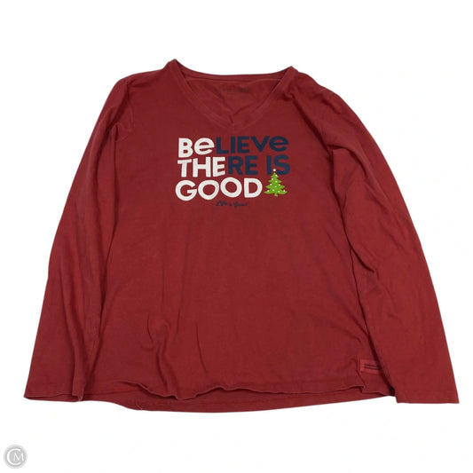 Top Long Sleeve Basic By Life Is Good In Red, Size: L