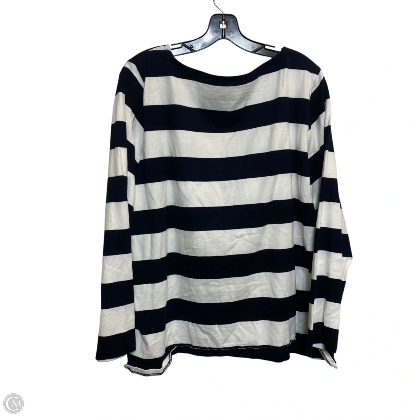 Top Long Sleeve By Talbots In Blue & White, Size: 2x