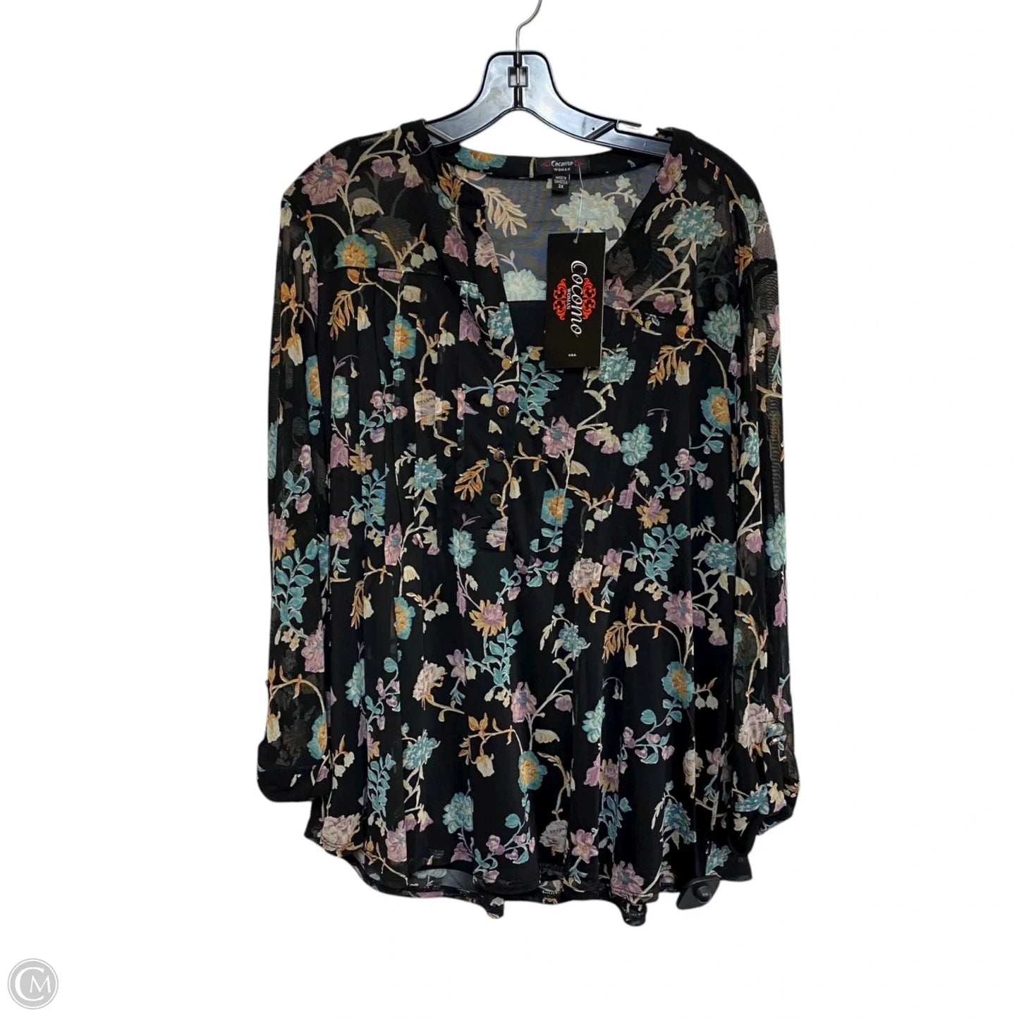 Top Long Sleeve By Cocomo In Black, Size: 3x