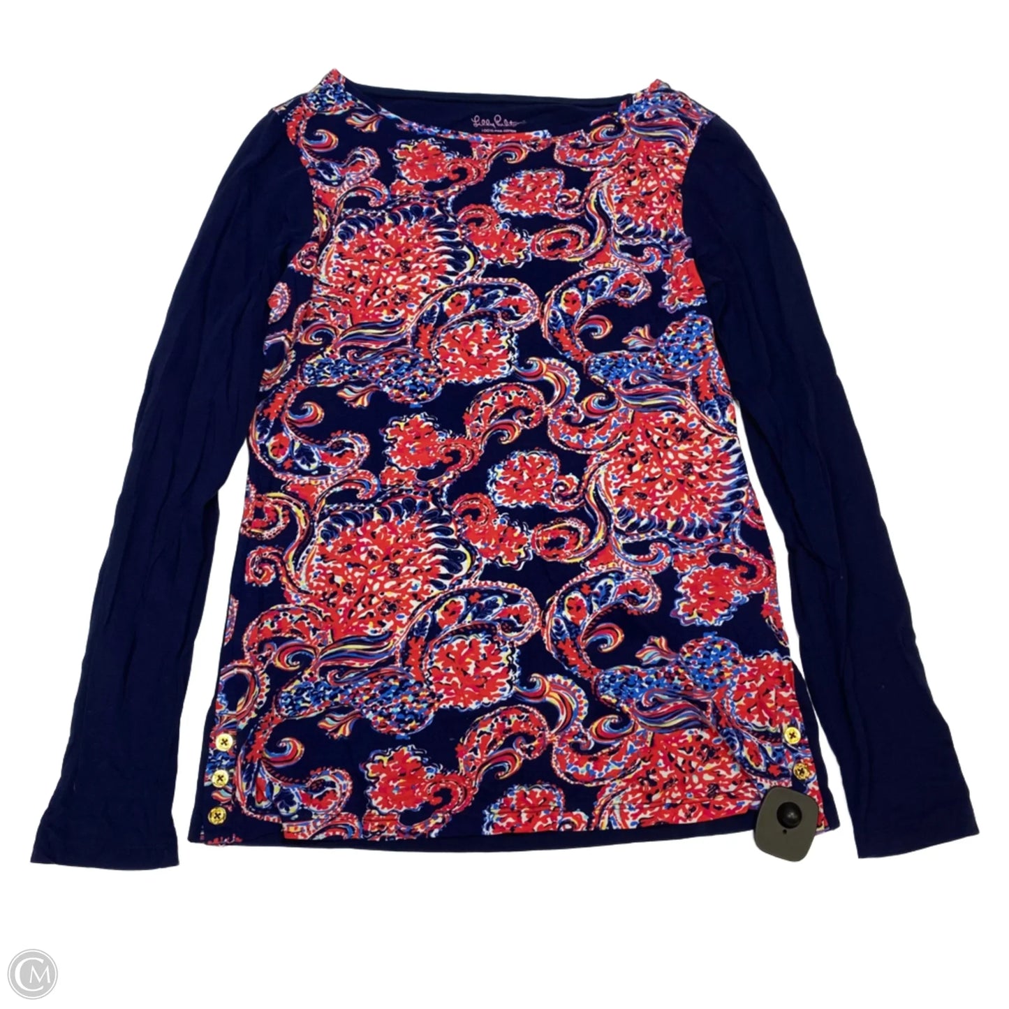 Top Long Sleeve Designer By Lilly Pulitzer In Blue & Red, Size: M