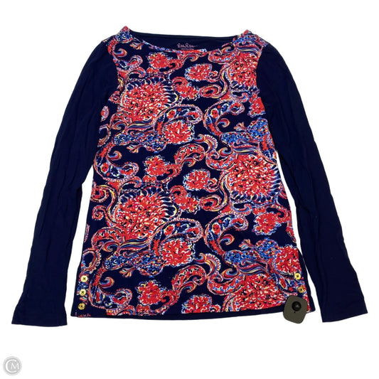 Top Long Sleeve Designer By Lilly Pulitzer In Blue & Red, Size: M