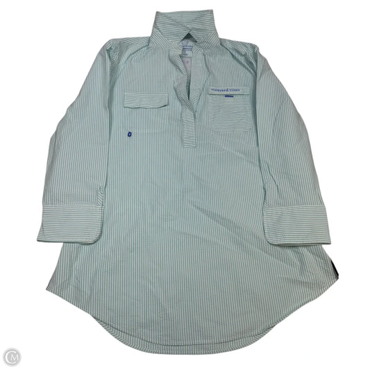 Top Long Sleeve Designer By Vineyard Vines In Green & White, Size: Xs