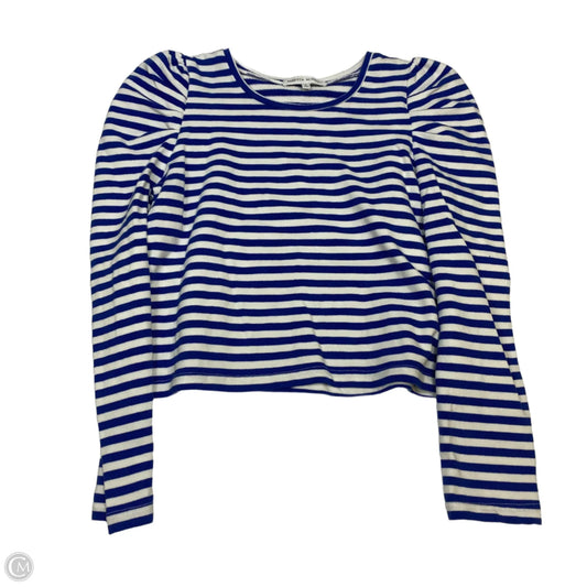 Top Long Sleeve Designer By Rebecca Minkoff In Blue & White, Size: S