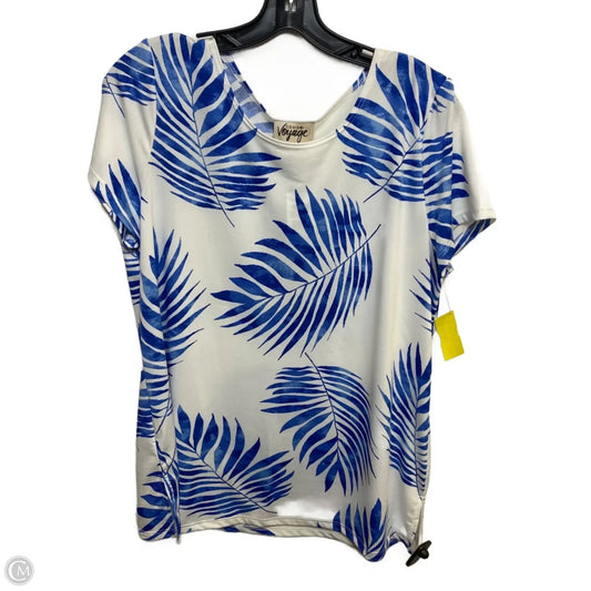 Top Short Sleeve By Como Voyage In Blue & White, Size: Xl